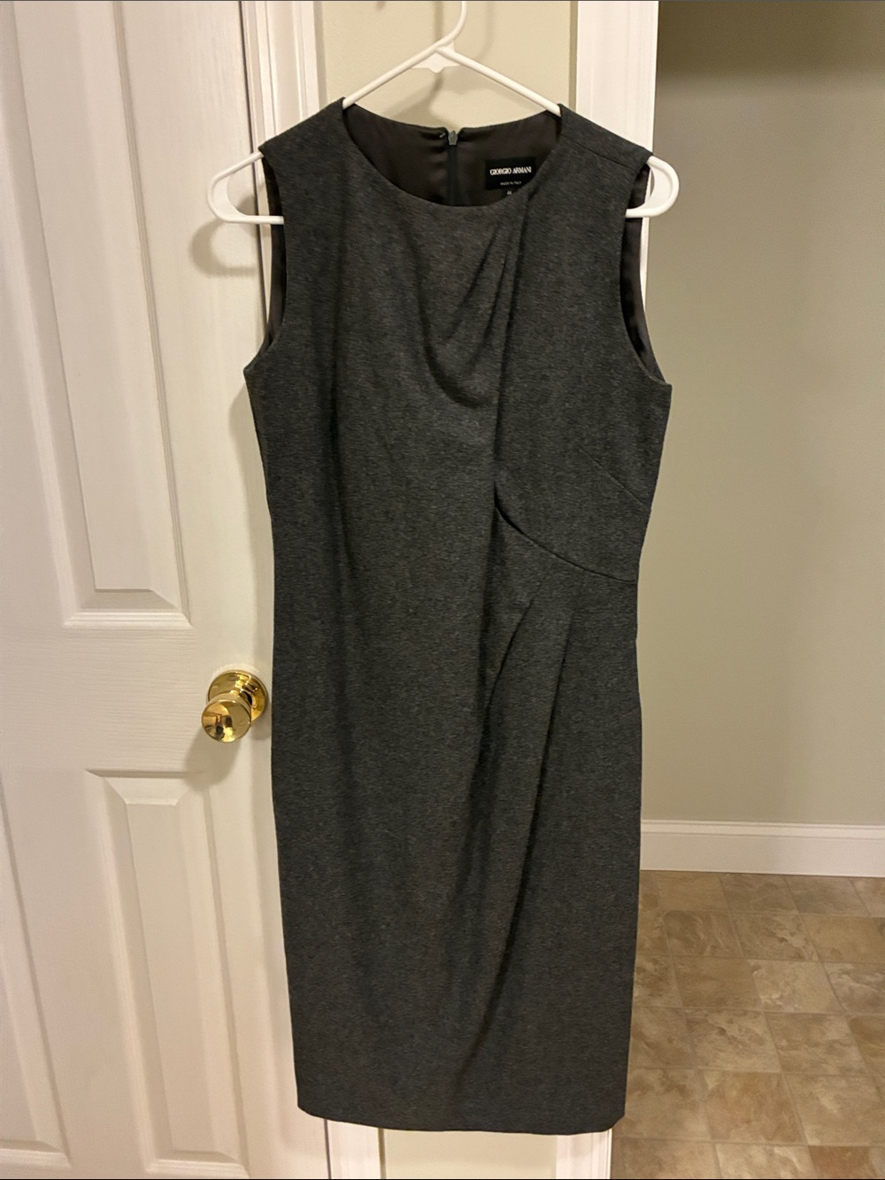 Giorgio Armani Charcoal Sleeveless Midi Sheath Dress